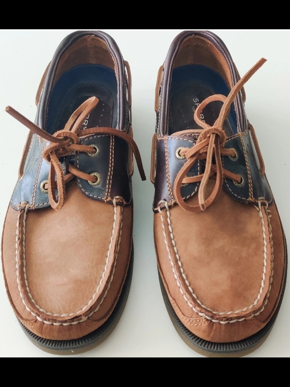 Sperry Top Sider Mens 7.5W Brown Suede and Leather Loafers Shoes